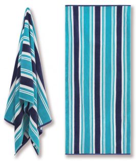 Cotton Velour Beach Towel - Aqua