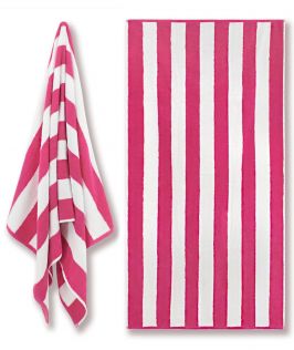 Cotton Terry Beach Towel - Cabana Stripe Pink