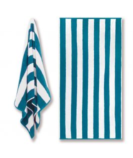 Canningvale Australia Cotton Terry Beach Towel - Cabana Stripe Oceano Teal