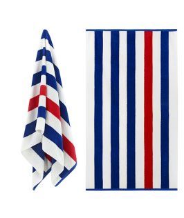 Luxury Textured Cabana Stripe Beach Towel - Royal Blue & Red