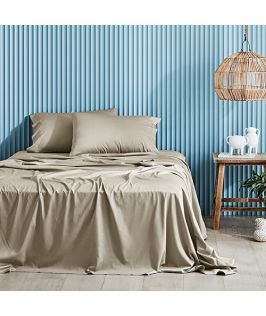 Canningvale Australia Lustro King Sheet Set Champagne Linen