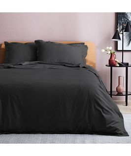 Canningvale Australia Sienna Sateen Single Quilt Cover Set Charcoal Grey