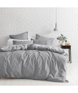 Canningvale Australia Sleep Easy Linea Queen Quilt Cover Set French Grey