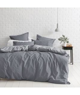 Canningvale Australia Sleep Easy Linea King Quilt Cover Set Denim Blue