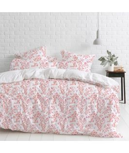 Canningvale Australia Sleep Easy Botanica King Quilt Cover Set Dusky Red