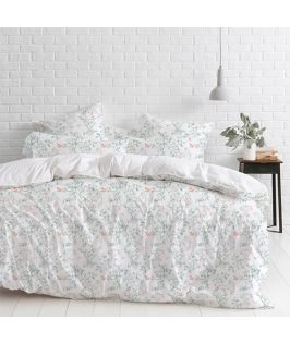 Canningvale Australia Sleep Easy Botanica King Quilt Cover Set Sea Mist