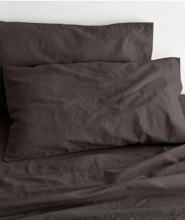 Canningvale Australia Sogno Linen Cotton Quilt Cover Set Queen Bed Legna Brown