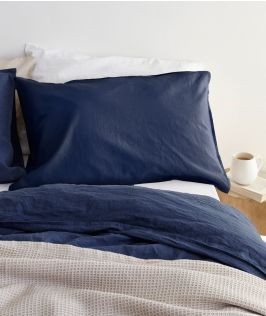 Canningvale Australia Sogno Linen Cotton Quilt Cover Set King Bed Indigo Blue