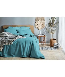 Canningvale Australia Vintage Softwash Cotton King Quilt Cover Set - Island Aqua