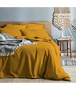 Canningvale Australia Vintage Softwash Cotton Queen Quilt Cover Set - Spicy Mustard