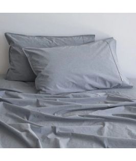 Canningvale Australia Vintage Softwash Cotton King Sheet Set - Denim Melange