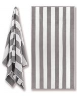 Cotton Terry Beach Towel - Cabana Stripe Grey