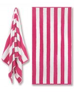 Cotton Terry Beach Towel - Cabana Stripe Pink
